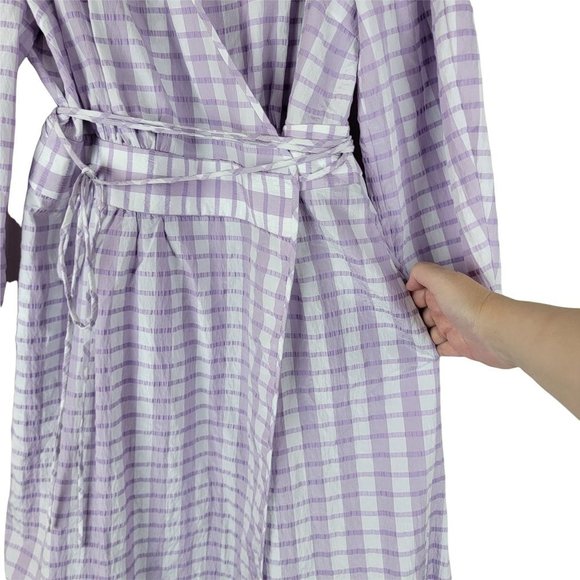 Baum Und Pferdgarten Abylene Check Plaid Liliac Wrap Midi Dress Career Size US 6 - Picture 13 of 14